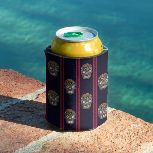 Day of the Dead Sugar Skull (Mossy Wood) Can Cool Can Cooler (In Situ Pool)