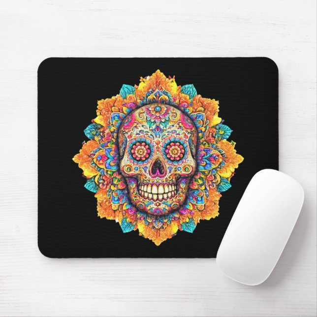 Day of the Dead Sugar Skull Mouse Mat (With Mouse)