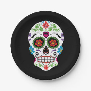 DAY OF THE DEAD SUGAR SKULL PAPER PLATE