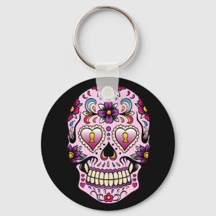 Day of the Dead Sugar Skull Pink Keychain