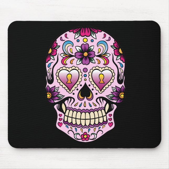 Day of the Dead Sugar Skull Pink Mouse Mat (Front)