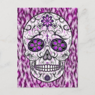 Day of the Dead Sugar Skull - Pink & Purple 1.0 Postcard