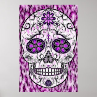 Day of the Dead Sugar Skull - Pink & Purple 1.0 Poster