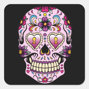 Day of the Dead Sugar Skull Pink Sticker