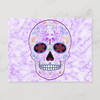 Day of the Dead Sugar Skull - Purple & Multi Colou Postcard