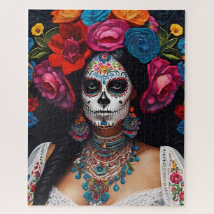 Day of the Dead Sugar Skull Roses Jigsaw Puzzle