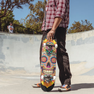 Day of the Dead Sugar Skull Skateboard