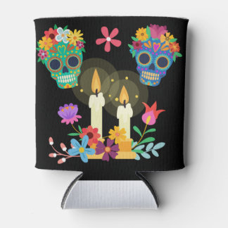 Day of The Dead Sugar Skull Skeletons Can Cooler