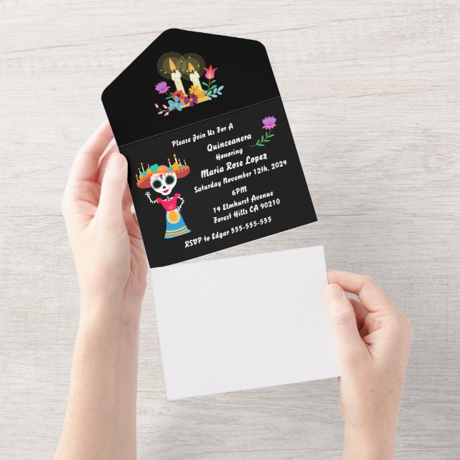 Day of The Dead Sugar Skull Skeletons Invitation (Tearaway)