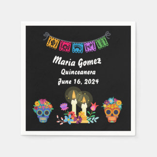 Day of The Dead Sugar Skull Skeletons  Napkin