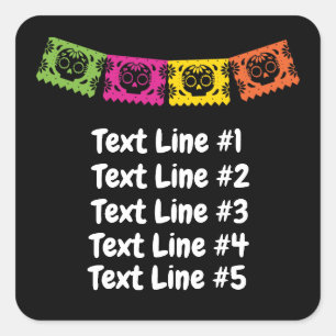 Day of The Dead Sugar Skull Skeletons Square Sticker