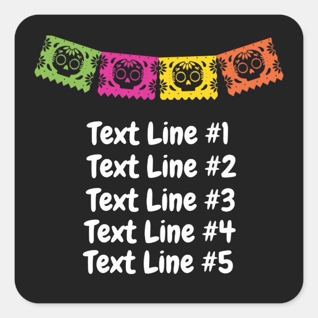 Day of The Dead Sugar Skull Skeletons Square Sticker (Front)