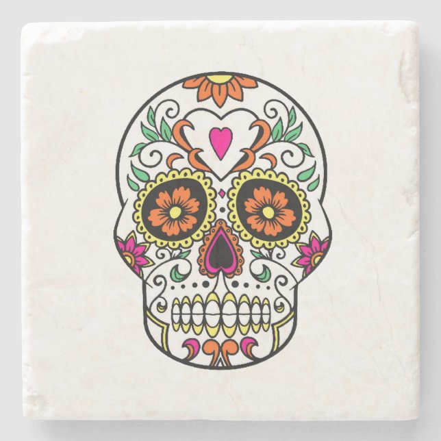 Day of the Dead Sugar Skull Stone Coaster (Front)
