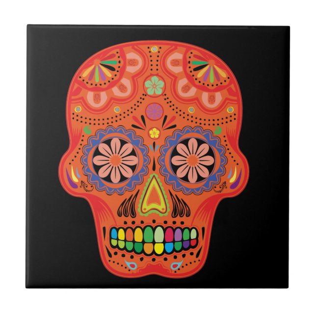 Day of the dead sugar skull tile (Front)