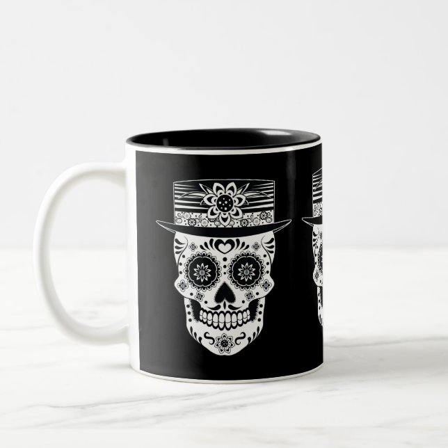 Day of the Dead Sugar Skull Two-Tone Coffee Mug (Left)