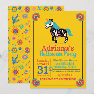 Day of the Dead Sugar Skull Unicorn Party Invitation