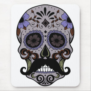Day of the Dead Sugar Skull w/Moustache Mouse Mat