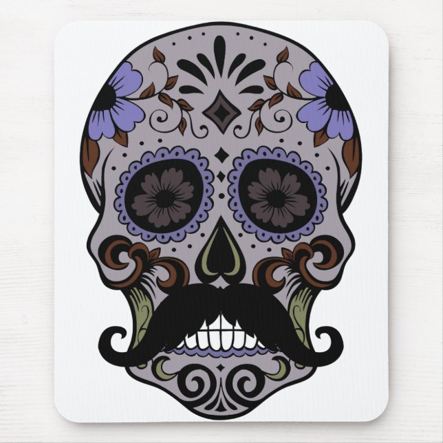 Day of the Dead Sugar Skull w/Moustache Mouse Mat (Front)