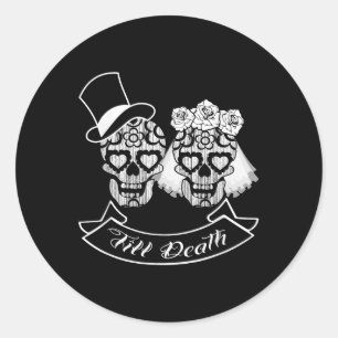 Day Of The Dead Sugar Skull Wedding Bride Groom Te Classic Round Sticker