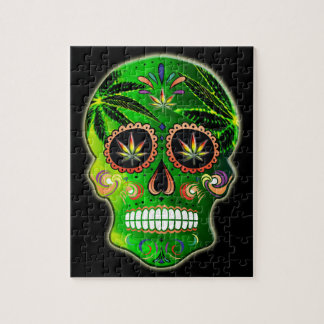 Day of the Dead Sugar Skull weed Shirt Jigsaw Puzzle