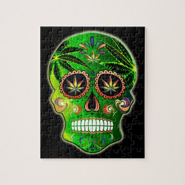 Day of the Dead Sugar Skull weed Shirt Jigsaw Puzzle (Vertical)