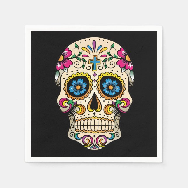 Day of the Dead Sugar Skull with Cross Napkin (Front)