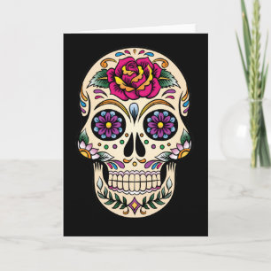 Day of the Dead Sugar Skull with Rose Card