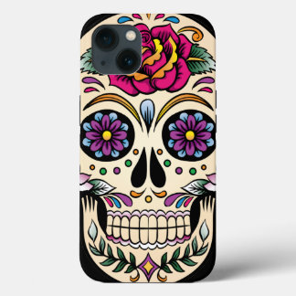 Day of the Dead Sugar Skull with Rose iPhone 13 Case
