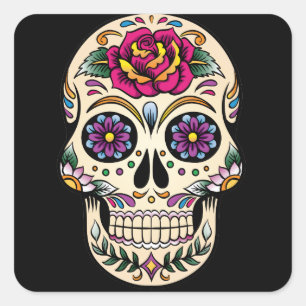 Day of the Dead Sugar Skull with Rose Sticker