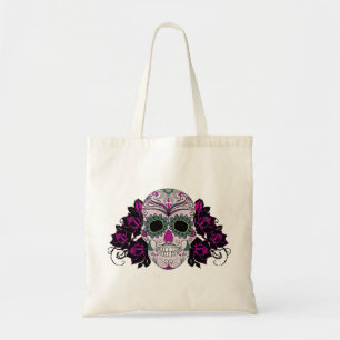 Day of the Dead Sugar Skull with Roses Tote Bag