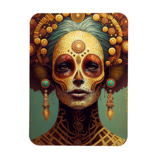 Day Of The Dead Sugar Skull Woman Magnet (Vertical)