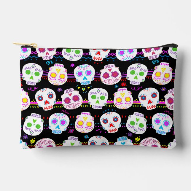 Day Of The Dead Sugar Skulls Accessory Pouch (Front)