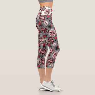 Day of the Dead Sugar Skulls Capri Leggings
