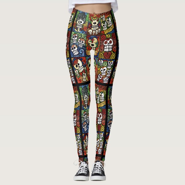 Day of the Dead Sugar Skulls Collection Leggings (Front)