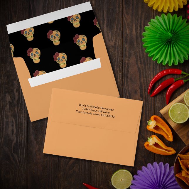 Day of the Dead Sugar Skulls Gold Custom Envelope (Creator Uploaded)