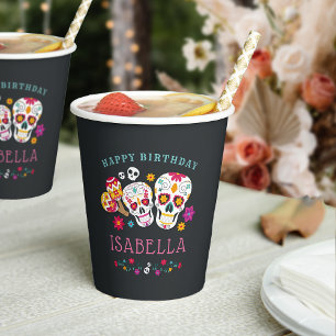 Day of the Dead Sugar Skulls Personalised Birthday Paper Cups
