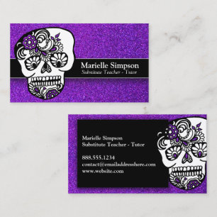 Day of the Dead Sugar Skulls Professional Glitter Business Card