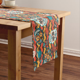 Day of the Dead Sugar Skulls, zigzag Short Table Runner