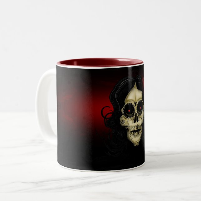 Day Of The Dead Two-Tone Coffee Mug (Front Left)