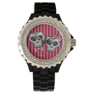 Day of the Dead Valentine Skull Dia de los Muertos Watch