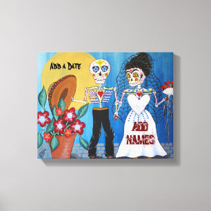 Day of the Dead Wedding Couple Canvas Print