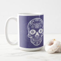 Day Of The Dead White Sugar Skull Purple