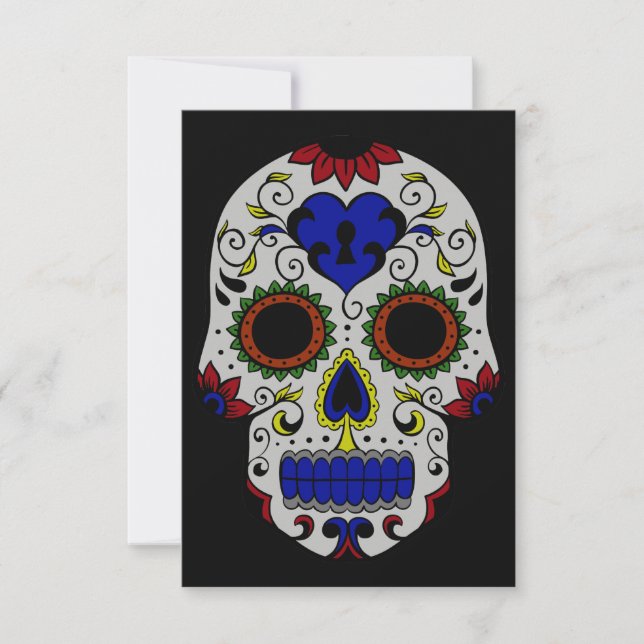 Day of the Dead with Blue Key Heart Invitation (Front)