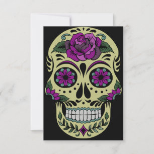 Day of the Dead with Purple Rose Invitation
