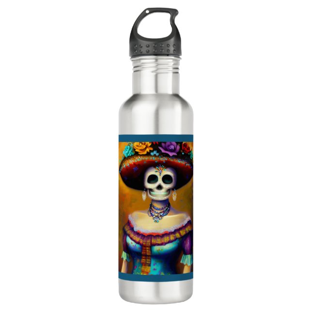 Day of the Dead Woman 1 710 Ml Water Bottle (Front)