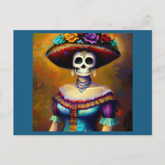 Day of the Dead Woman 1 Holiday Postcard (Front)