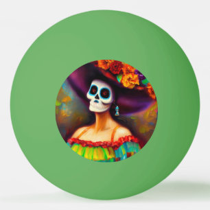 Day of the Dead Woman (4) Ping Pong Ball