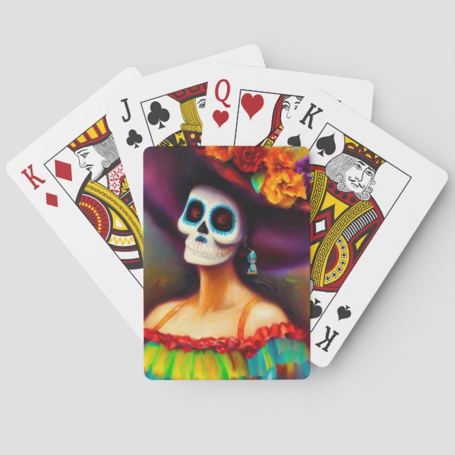 Day of the Dead Woman (4) Playing Cards (Back)