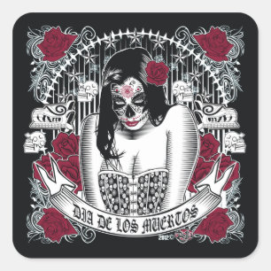 Day of the dead woman sticker richard legarreta