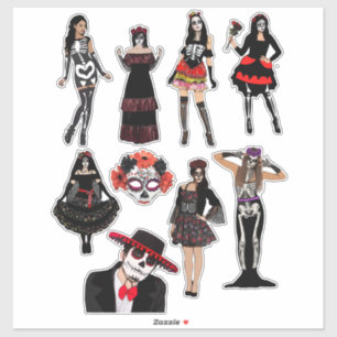 Day of The Dead women men Skeleton people art